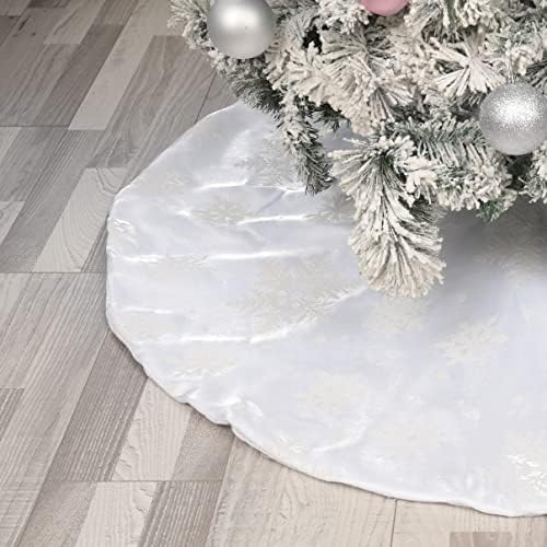 Flash World 36 Inch Large Christmas Tree Skirt Xmas Soft Cover Mat Decor Snowflake Collar Farmhouse Tree Skirt for Holiday Ornaments Party Home Indoor Decorations (Flocking White, 36INCH) - Image 5