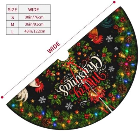 Christmas Rooster Christmas Tree Skirt Tree Mat for Xmas Holiday Party Decorations Indoor Outdoor 36 Inch - Image 5