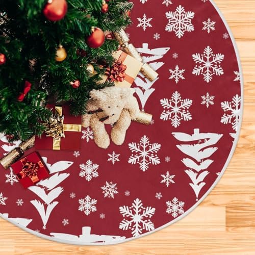 Christmas Trees Snowflakes Christmas Tree Skirt Small Xmas Tree Skirts Decorations 36 in Burlap Tree Mat Cover for 4 ft Trees Holiday Party - Image 5