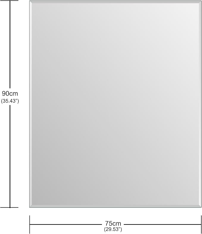 Frameless Bathroom Mirror for Wall, Rectangle Beveled Edge Mirror for Over Sink, Tempered Glass, Shatterproof, Hangs Horizontally or Vertically for Living Room, Entryway, Restroom, 36" x 30"