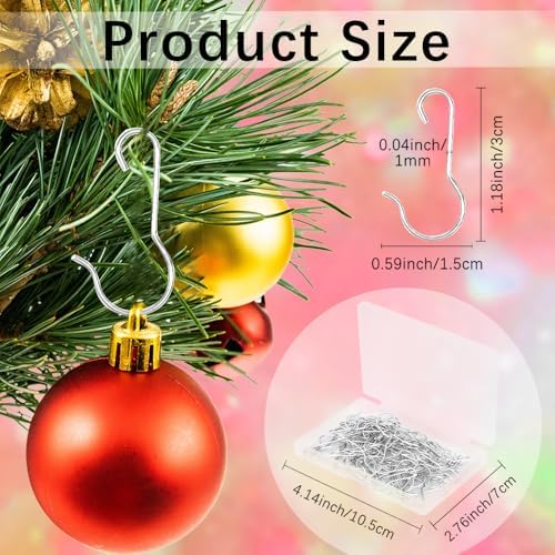 100PCS Silver Ornament Hooks for Christmas Trees with Storage Box - Image 2