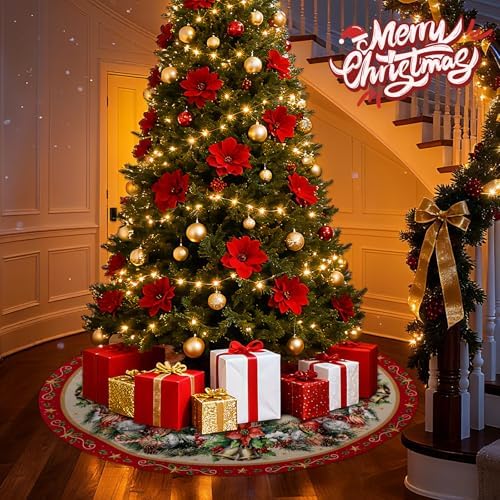 Red Balls Christmas 48in Tree Skirt, Christmas Tree Decor - Image 6