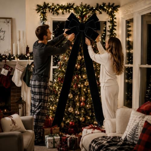 Norme 1 Pcs Black Extra Large Christmas Tree Topper Bow Decor - Image 5