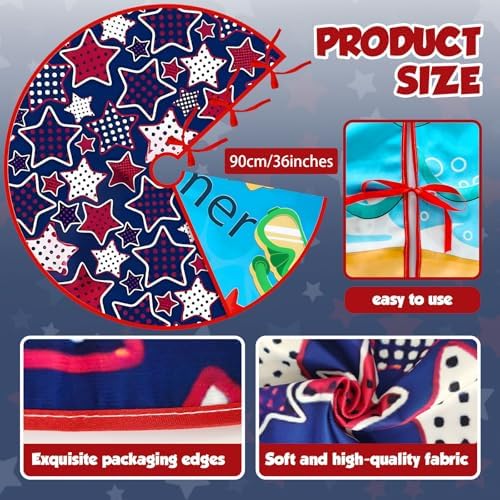 36 Inch Summer Tree Skirt Reversible 4th of July American Flag Day Decorations, Double Sided Print Mat Christmas Tree for Holiday Party (Summer/Independence Day) - Image 3