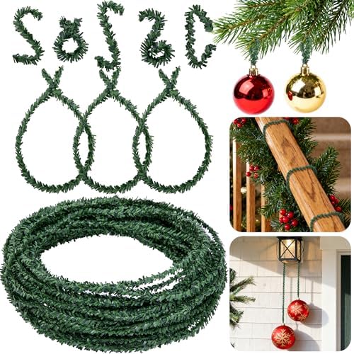 50' Christmas Artificial Pine Wire Garlands, Flexible Greenery Roping Ties by codree