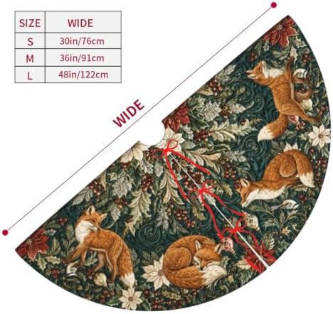 Fox Christmas Tree Skirt Tree Mat for Xmas Holiday Party Decorations Indoor Outdoor 36 Inch - Image 5