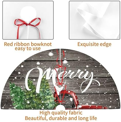 Snow Snowy Vintage Retro Farm red red Truck 36 Inch Christmas Tree Skirt Carpet Mat Funny Party Decor Supplies for Xmas Halloween Decorations Occasion Ornament - Image 5