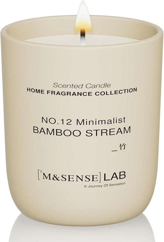M&SENSE Natural Soy Candle| Bamboo Stream | 5.3 oz | Mini Spring Scented Candles for Relaxation, Valentines Day Gift, Home Décor | for Bedroom, Office, Party Small
