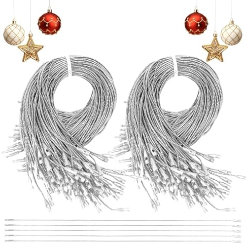240 Pcs Christmas Ornament Hooks, Ornament Hangers with Snap Ornament String for Christmas Tree Holiday Party Hanging Ribbon Decorations Ropes Easy and Fast Locking(Silver) by Palonu