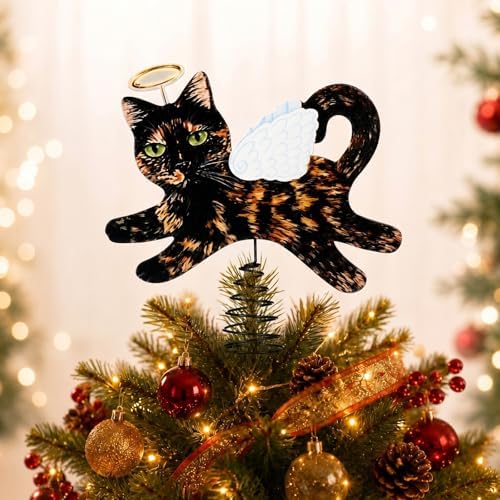 Soulchen Christmas Tree Topper Metal Tortoiseshell Angel Cat by Soulchen