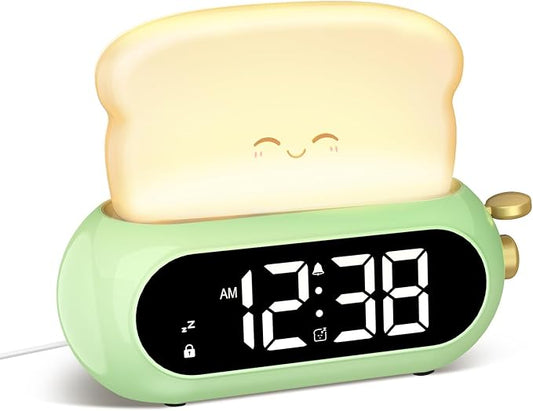 Kids Alarm Clocks for Bedroom, Cute Digital Clock with Night Light, 10 Ringtones, 10 Volumes, Nap Timer, Brightness Dimmer, Snooze, Bedside Alarm Clocks for Boys Girls Teens Birthday Gift, Plug-in Use by Netzu