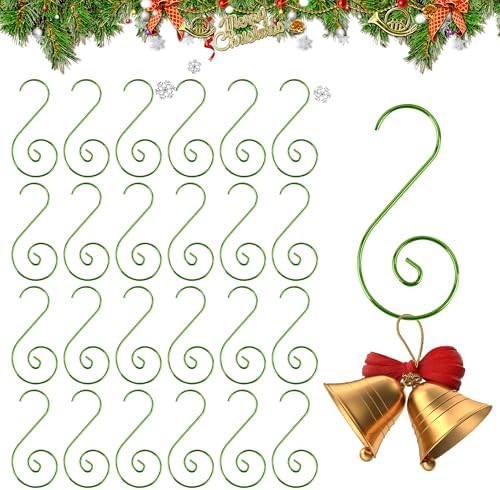 Ornament Hooks, Green Christmas Ornament Hangers, 100 Pcs Christmas Ornament Hooks, Metal Hooks for Ornaments, Metal Wire Ornaments Hooks Anchors for Xmas Tree Xmas Balls Party Decorations by Chffcuh