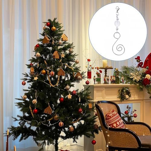 INCREWAY 20 Pcs Lobster Knot Christmas Hook Decorative with Lobster Claws Hanging Metal Wire Clear Round Crystal Jeweled Swirl for Crafts Xmas Decoration (Silver) - Image 5