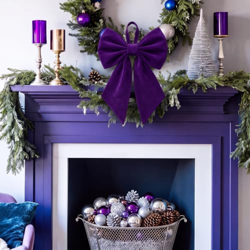 Janinka Purple Christmas Tree Topper Bow 22" Big,Velvet - Image 4
