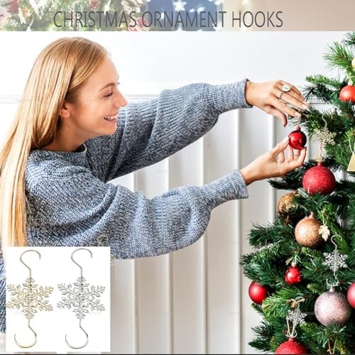Furimuk Snowflake Ornament Hook Hangers - Gold & Silver Snowflake Decorative Tree Hangers (20PCS) - Image 4