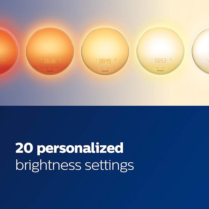 Philips SmartSleep Wake-up Light, Colored Sunrise and Sunset Simulation, 5 Natural Sounds, FM Radio & Reading Lamp, Tap Snooze, HF3520/60 - Image 5