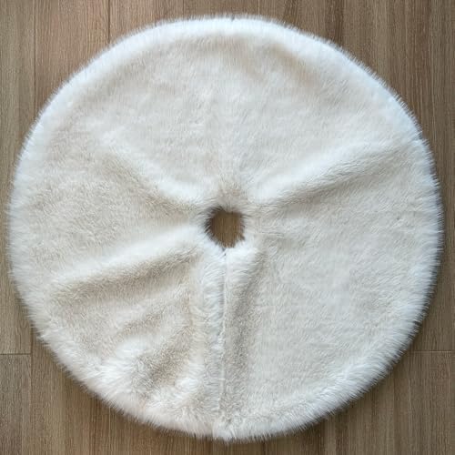 Huntsman High-Pile Faux Fur Christmas Tree Skirt with Hidden Slide Clasp Closure and Durable Microfiber Backing (Ivory, 36-Inch) - Image 3