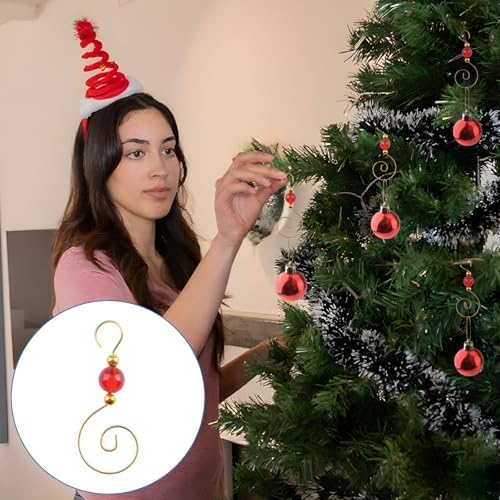 INCREWAY 100PCS Christmas Ornament Hooks, S-Shaped Metal Hooks, Decorative Hook with Crystal Beads for Hanging Ornaments, Decorations, Christmas Stockings - Image 6