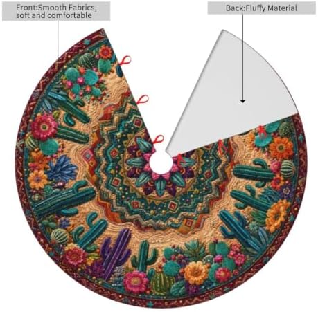 Desert Cactus Christmas Tree Skirt Tree Mat for Xmas Holiday Party Decorations Indoor Outdoor 36 Inch - Image 4