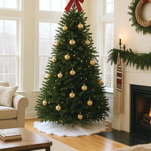Halloscume 36 Inch Classic Faux Fur Christmas Tree Skirt White Plush - Image 4