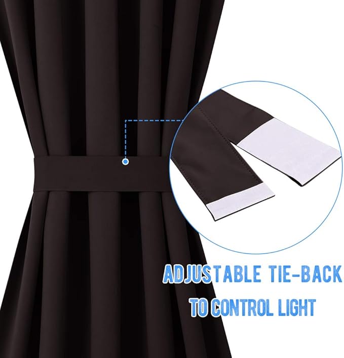 NICETOWN Privacy French Door Curtain - Functional Thermal Insulated Blackout Side Lights Front Door Curtain Panel (25W by 40L Inches, Toffee Brown, Single Panel)