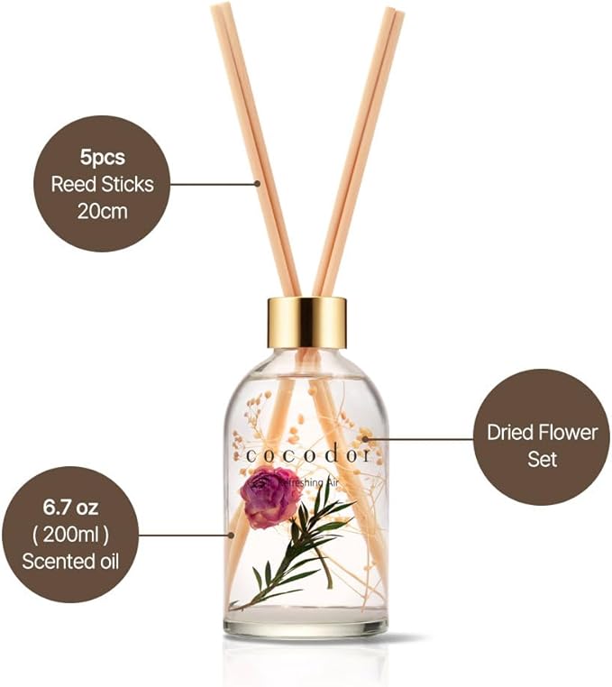 COCODOR Herbarium Reed Diffuser/Garden Lavender/6.7oz(200ml)/ Fragrance Scent Essential Oil Stick Diffuser Set for Bedroom Bathroom Home D??cor