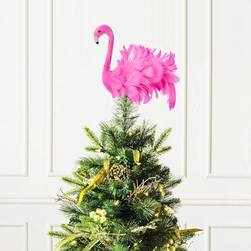 Christmas Tree Topper Pink Flamingo Flamingo Tree Toppers with Fluffy Artificial Feathers Christmas Home Holiday Ornament - Image 4