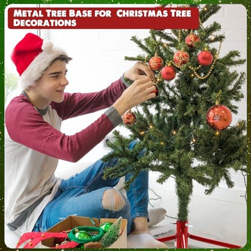 Roowest Folding Christmas Tree Stand Artificial Xmas Tree Base Holder Replacement Metal Tree Base for Artificial Christmas Tree(Red, 16 Inch) - Image 6