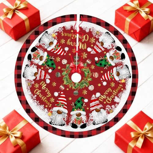 Christmas Tree Skirt, Gnomes Tree Skirts 36 Inch, Christmas Trees Decoration, Xmas Decor Mat for Indoor Outdoor, Xmas Skirts, Gnomes Holiday Decoration by Fiwbnasz