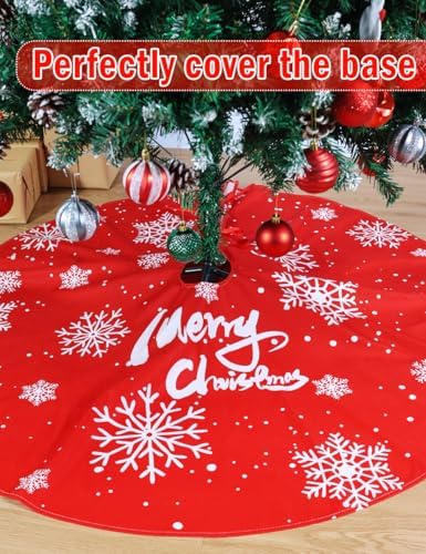Multiwins 48 Inch Christmas Tree Skirt, Soft Christmas Tree and Snowflake Christmas Tree Mat, wiht Cute Santa Claus/Reindeer/House for Xmas Holiday Party Christmas Decorations - Image 3