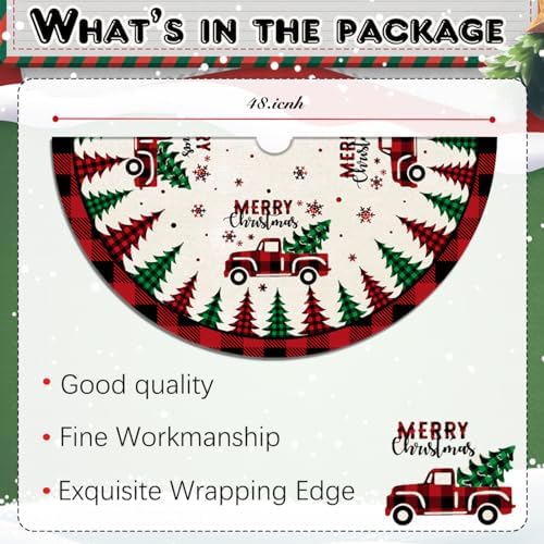 Christmas Tree Skirt Red Buffalo Plaid Xmas Tree Skirts Mat 48 Inches - Image 3