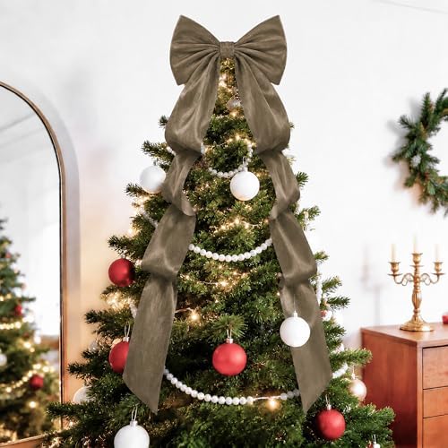 Big Bows, Christmas Decorations, Velvet Christmas Tree Topper Bow, 52 x16 Inch, Giant Christmas Bow Decorations for Home, Wedding, Birthday, Wreath, Door, Wall Decor (Coffee) - Image 7