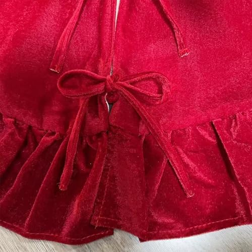 36 Inch Large Christmas Tree Skirt, Red Velvet with Ruffled Edge for Big Trees Decorations for Home Party Festival - Image 5