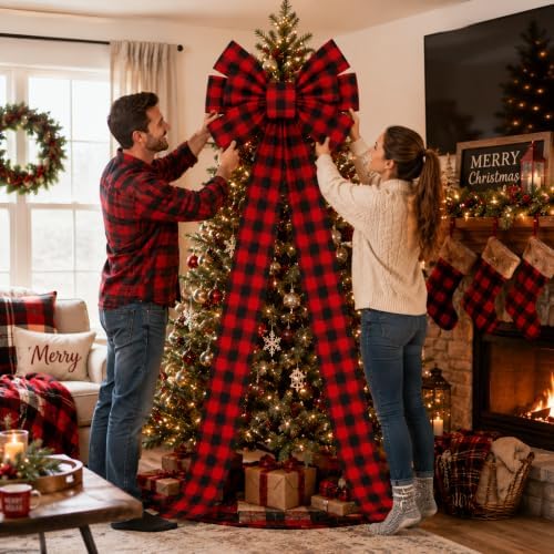 Norme 1 Pcs Black Red Extra Large Christmas Tree Topper Bow Decor - Image 4