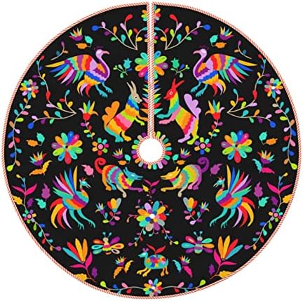 DKJlitter Christmas Tree Skirt 48 Inch, Ethnic Mexican Otomi Style Pattern - Image 2