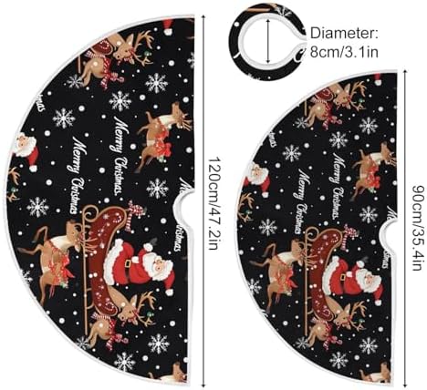 Santa Reindeer Snowflake Christmas Tree Skirt Large Xmas Tree Skirts Decorations 48 in Burlap Tree Mat Cover for 4 ft Trees Holiday Party - Image 4