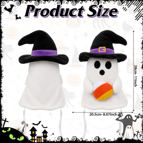 11'' Halloween Ghost Tree Topper with Witch Hat and Candy Corns - Image 2