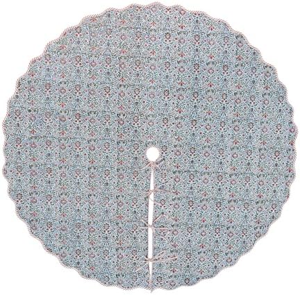 Ridhi Airforce Blue Hand Block Print Cotton Christmas Tree Skirt 60 Inch by Ridhi
