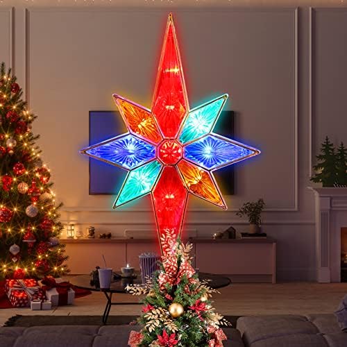 12" 11LED Lighted Christmas Tree Topper, Multicolor Bethlehem Star Treetop with Fairy Lights, 12" 11LED Tree Top,Bethlehem Star Multi - Image 3