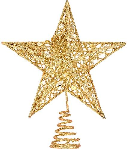 Bememo 8 Inches Glitter Star Christmas Tree Topper Shimmery,Gold by Bememo