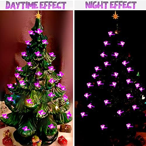 117Pcs Ceramic Christmas Tree Purple Martin Bird Replacement Lights Bulbs and 1 Angel/3Stars Topper Ornament for Ceramic Tree D??cor - Medium Plastic Pegs. - Image 5