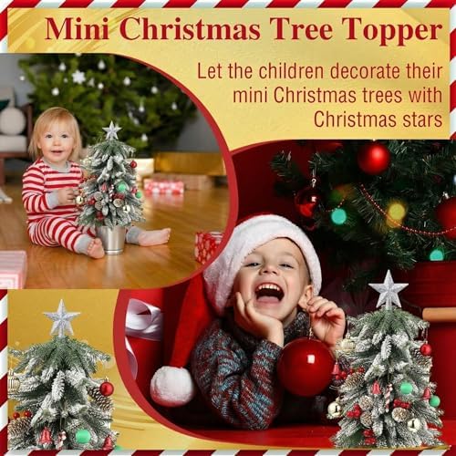 Hanaive 3 Pcs Mini Christmas Tree Topper Small Star Christmas Treetop Ornaments for Mini Tree Holiday Decorative Star for Xmas Home Decor(2.36 Inch,Glitter Silver) - Image 5