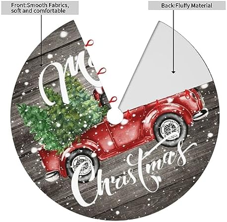 Snow Snowy Vintage Retro Farm red red Truck 36 Inch Christmas Tree Skirt Carpet Mat Funny Party Decor Supplies for Xmas Halloween Decorations Occasion Ornament - Image 3
