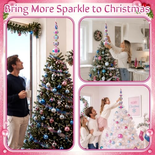 Roowest 16'' Bright Vintage Glass Christmas Trees Topper Retro Decor - Image 4