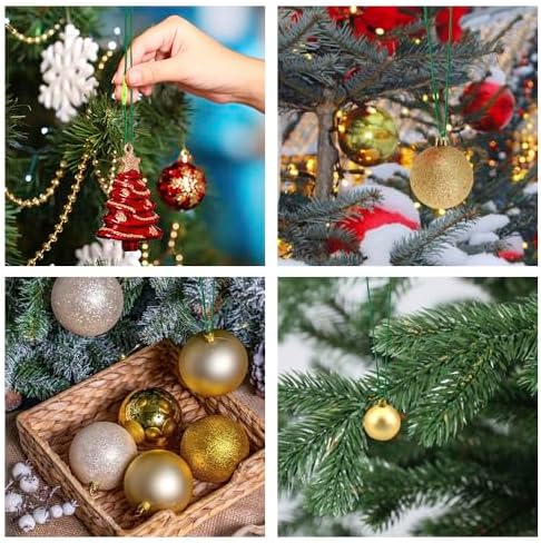 Christmas Hooks for Ornaments, 200 PCS Green Christmas Ornament String Ribbon Hangers with Snap Hanging Ropes Hooks Cords Locking Xmas Holiday Tree Decorations Toddler Proof Adjustable Pendant - Image 6