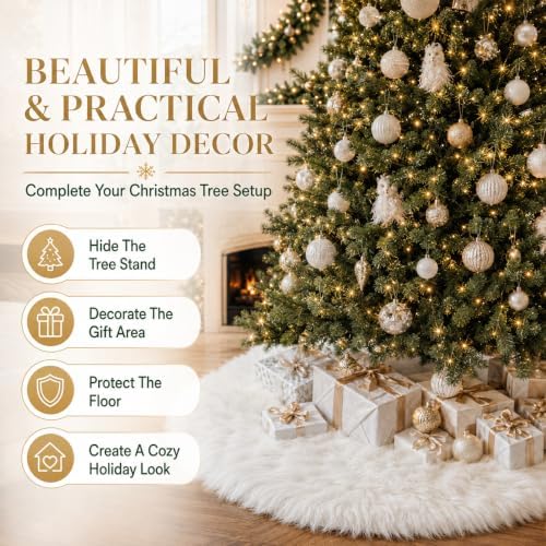 36 Inch Christmas Tree Plush Skirt Decoration for Merry Christmas Party Faux Fur Christmas Tree Skirt Decorations - Image 6