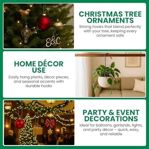 Iconikal 450 Pack Heavy Duty Green Christmas Tree Ornament Hooks 1.4 & 2.5" - Image 7