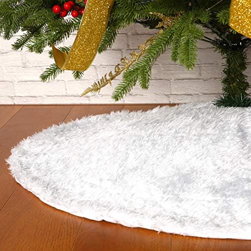Sattiyrch Faux Fur Christmas Tree Skirt 48",White Xmas Decorations for 8ft 9ft Christmas Tree (White, 48in) by Sattiyrch