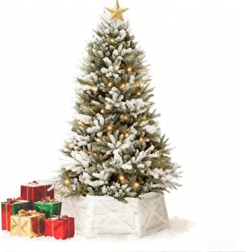 [2025 New] Natural Wood Christmas Tree Collar Stand for Real Trees up to 7.5ft, Durable Tree Base Cover with Easy Installation, Home Holiday Christmas Decoration (Washer White, D-27 Inch) - Image 4