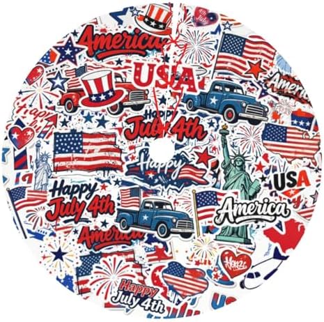 Patriotic Tree Skirt 30" 4th of July Tree Topper Christmas Tree Skirts by Zminciu